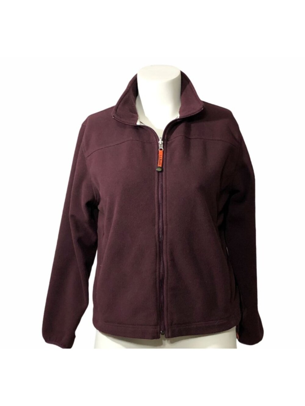 LL Bean Jacket Fleece Womens Large Coat Zip Pockets Red Burgandy Windbreaker